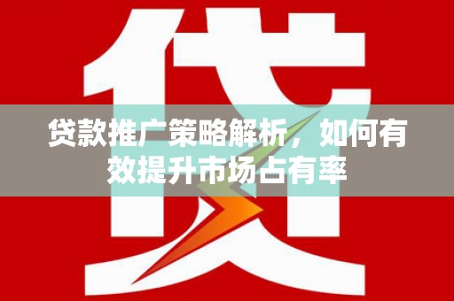 万载贷款推广策略解析，如何有效提升市场占有率