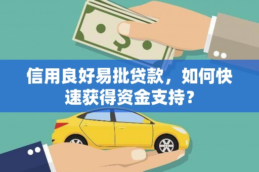 顺昌信用良好易批贷款，如何快速获得资金支持？