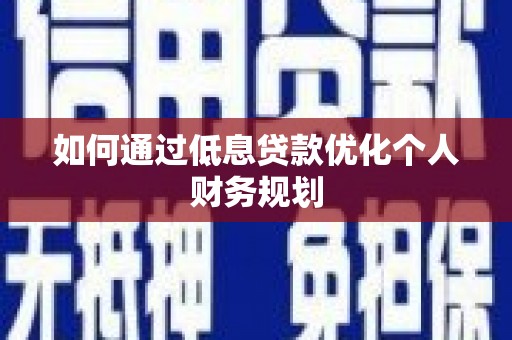秦淮如何通过低息贷款优化个人财务规划