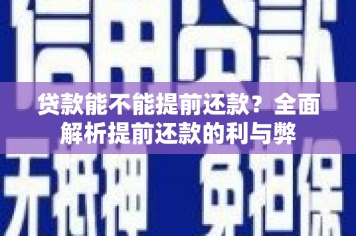 海原贷款能不能提前还款？全面解析提前还款的利与弊
